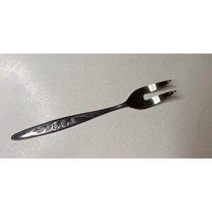 Vintage Japan Nasco stainless Cocktail Seafood Olive Fork Rose Spray